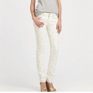 Marc Jacobs Lou Skinny Jeans White Polka Dot Denim Size 27 Designer Preppy Jeans